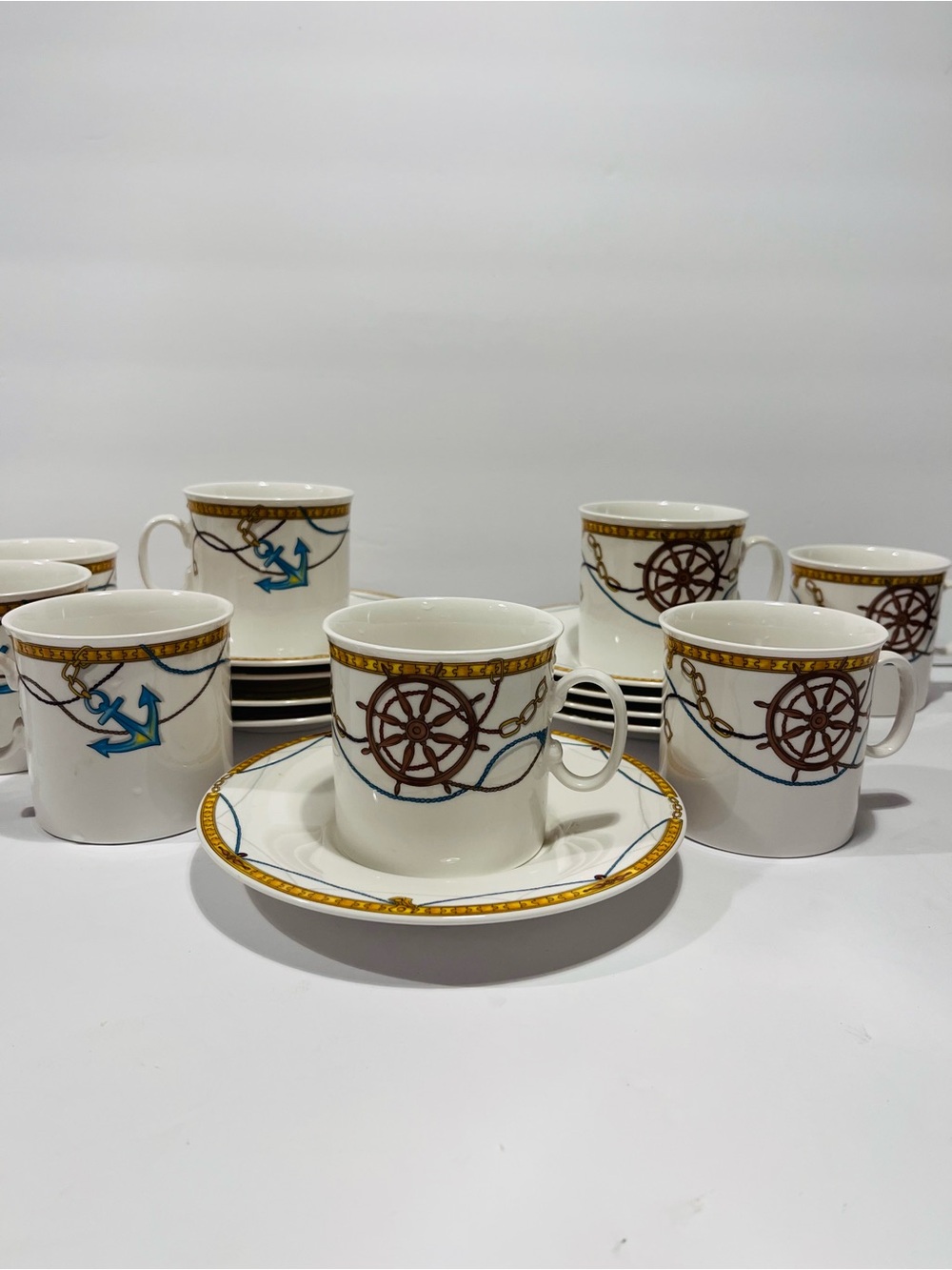 Mikasa Captain’s Table Super Strong Fine China Tea Cup & Saucers Set for 8